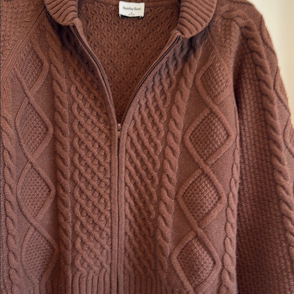 Aritzia Sunday best Brown Cardigan with zipper and Cable Knit Design - Picture 2 of 3